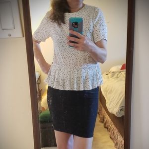 💙NWOT White polka dot short sleeves blouse